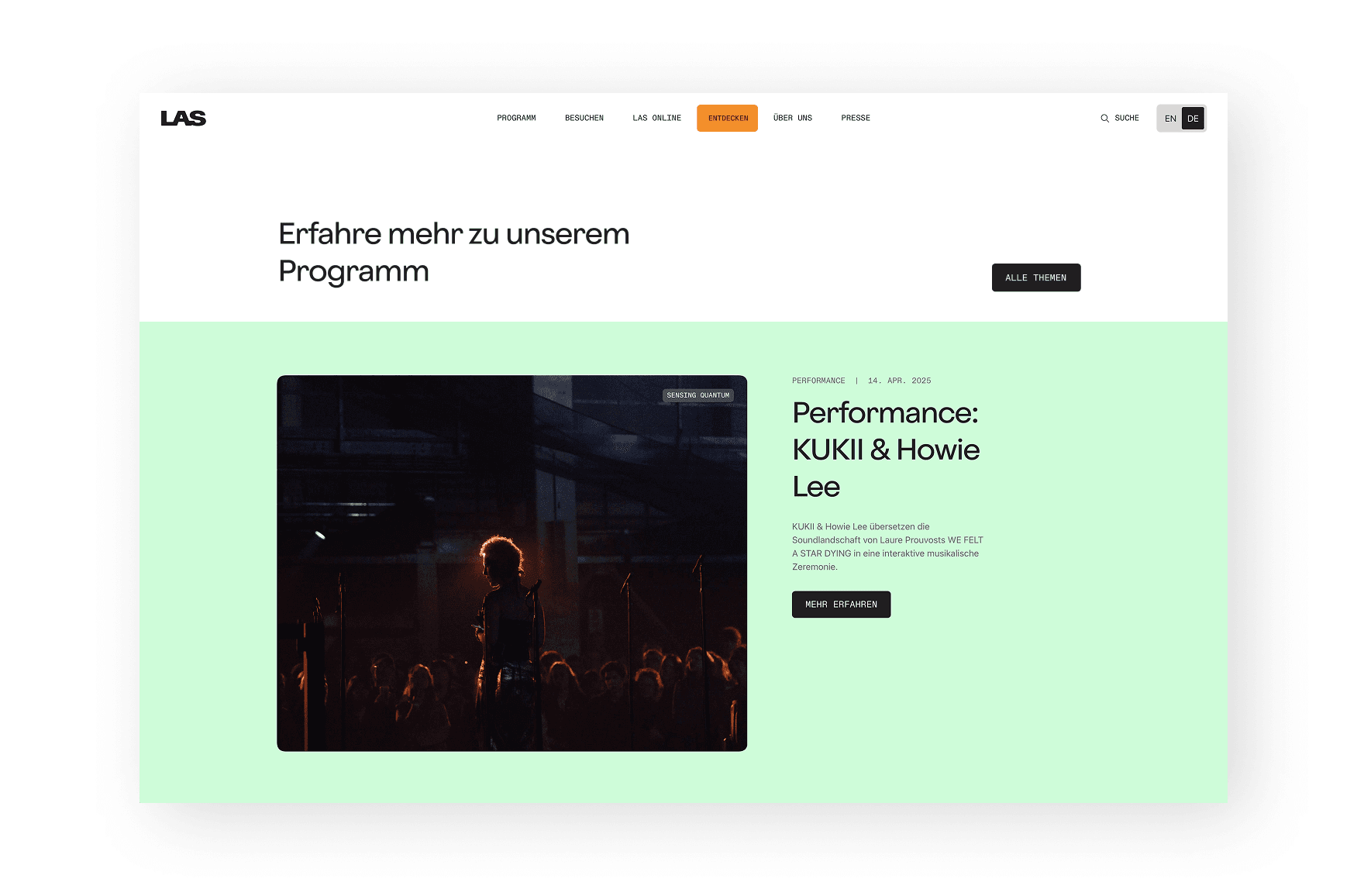 Screen LAS Bereich Entdecken