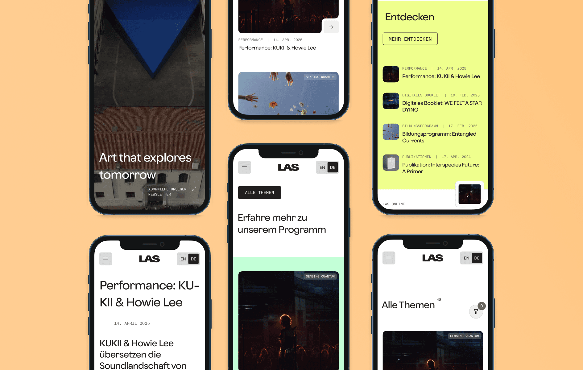 Sechs mobile Screens von LAS